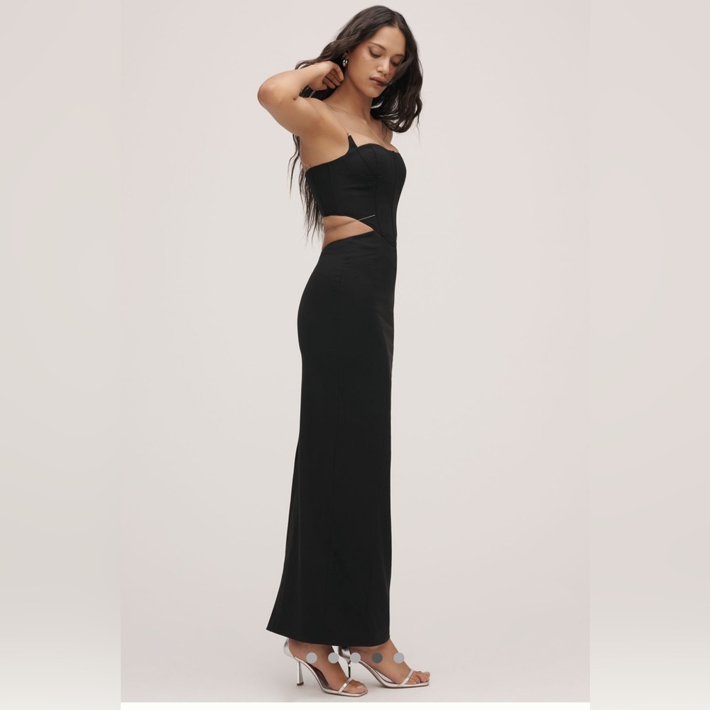 MISHA Cyrus Chain Cutout Suiting Maxi Dress- Size Small